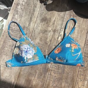 triangl swimwear Blue Floral Triangle Bikini Top